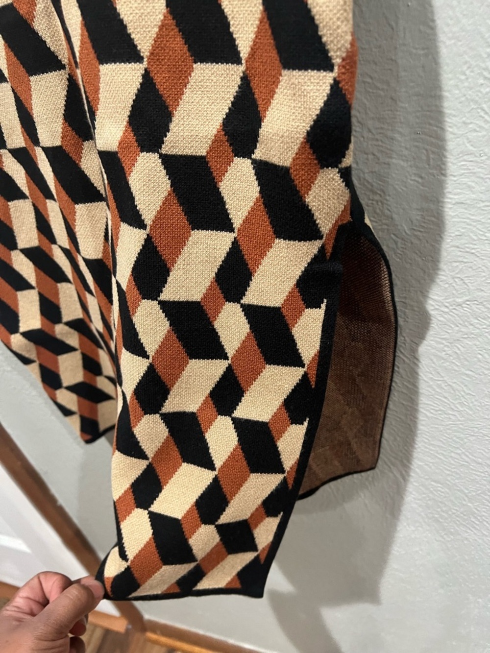 House of Harlow 1960 Geometric Pencil Skirt in Black, Cream & Brown Side Slit XS - Picture 3 of 4